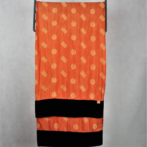 Shiraleah Scarf Orange, Gold w/Black Velvet Ends - Picture 4 of 8